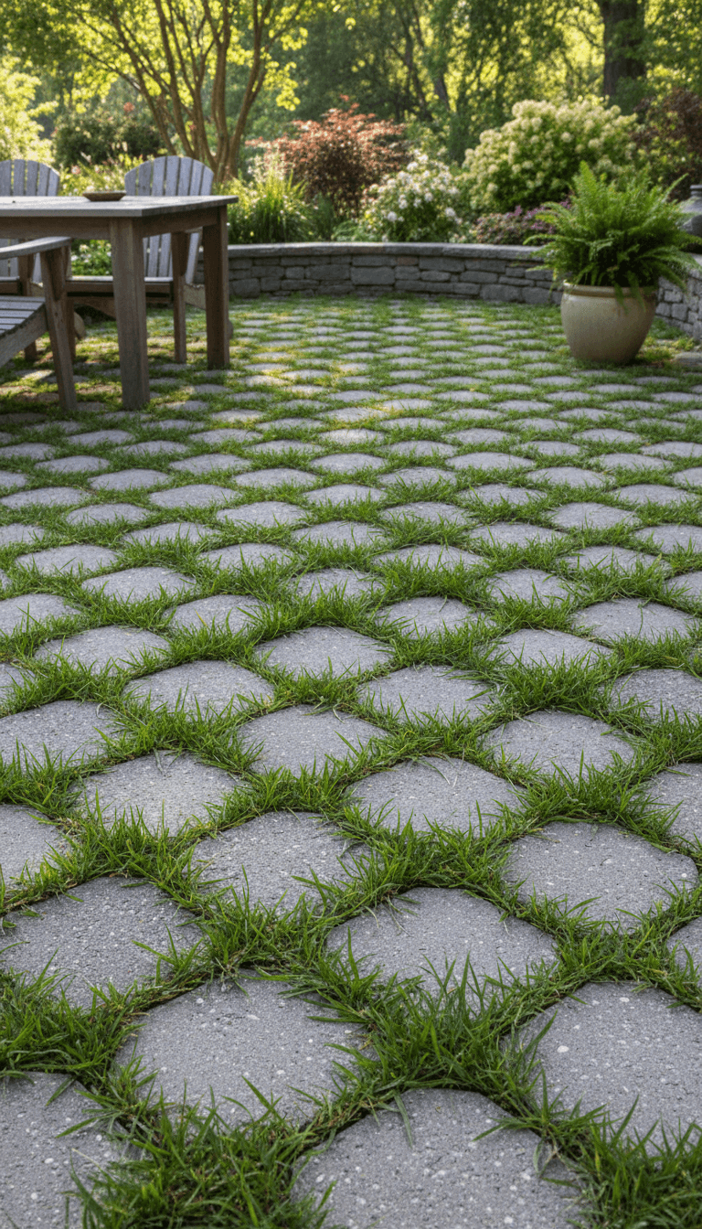Permeable pavers with grass between joints