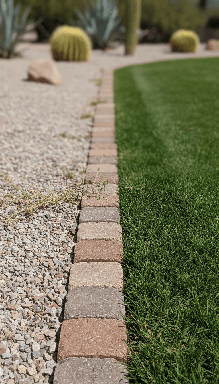 Close-up of 6x6 pavers forming a clean border edge in a Palm Desert walkway